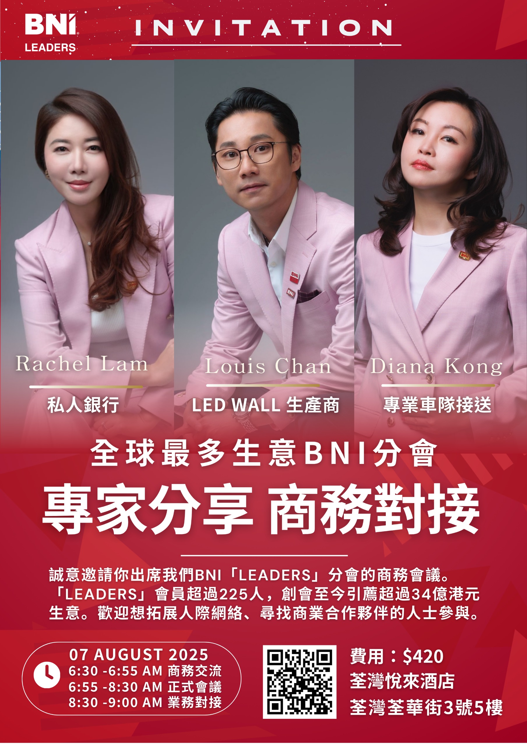 August 7 - BNI LEADERS Regular Meeting PHYSICAL